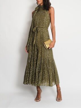 Zimmermann Green and Gold Polka Dot Sequin Dress